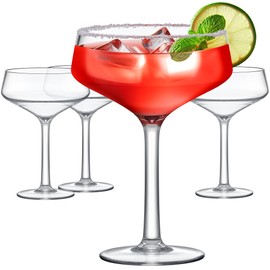 Amazing Abby - Courtney - 12-Ounce Plastic Coupe Glasses (Set of 4), Martini Glasses, Champagne Saucers, Reusable, BPA-Free, Shatter-Proof, Dishwasher-Safe, Perfect for Poolside, Outdoors, and More