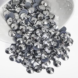 Beadsland Hotfix - 1440 diamantes de imitación de cristal con parte trasera plana para manualidades, ropa, decoración de bricolaje, hematita plateada,