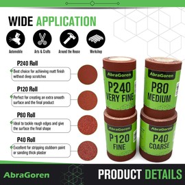 Sandpaper Roll - Fine P120-11.5cm x 5m Sandpaper For Wood and Walls - Fine Sand Paper 120 grit