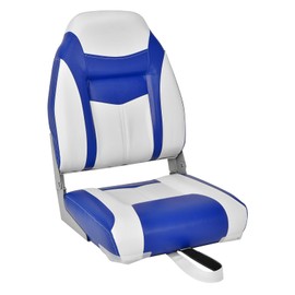 GYMAX Boat Seats, Folding High Back Boat Seats with Stainless Steel Screw Included, Fold-Down Boat Captain Chairs for Fishing Yachts