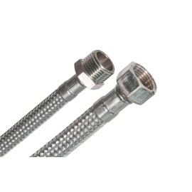 Suflix Flexible Hose 70 cm Reinforced Hose – 3/8 Inch Nut x 3/8 Inch Male Thread – Drinking Water Hose – Silver – Made in Germany