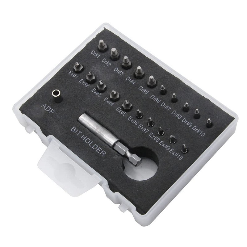 22PCS Damaged Screw Extractor Kit, Stripped Screw Extractor Set, High