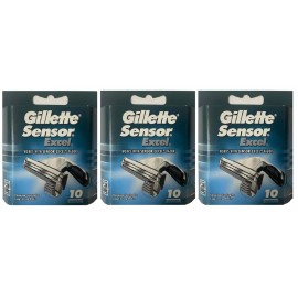 Gillette Sensor Excel Chromium Coated Razor Blade Refills - 30 Cartridges