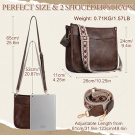 VX VONXURY Shoulder Bag for Women, Fashion Vegan Leather Crossbody Bag, Stylish Bucket Bag Lady Hobo Handbag with 2PCS Adjustable Straps,Coffee