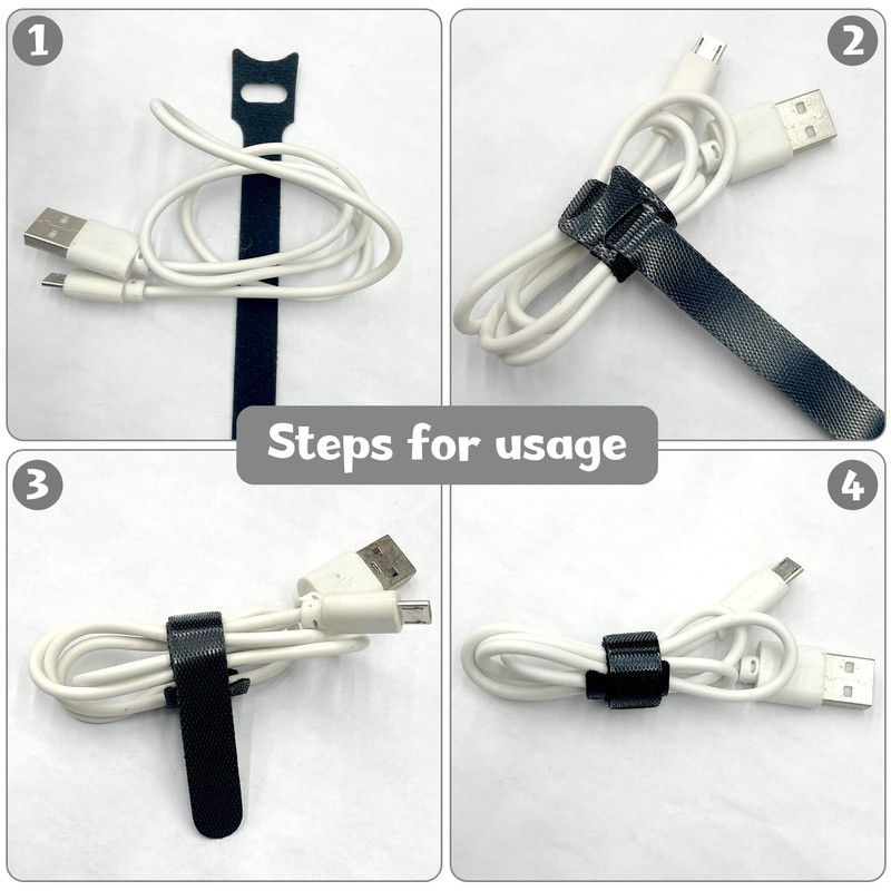 60Pcs Cable Ties Reusable Adjustable Cable Straps Hook and Loop