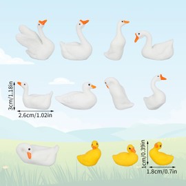 Goktvai 12pcs Mini Goose Figurines, Resin Tiny Ducks and Goose Figures Cute Miniature Animal for DIY Garden Micro Landscape Terrarium Crafts Desktop Birthday Party Decor
