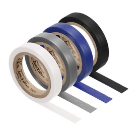 PATIKIL 26Ft Grip Finishing Tape, 4 Pack PVC Racquet Finishing Tapes Racket Accessories Sticky Seal for Tennis Badminton, Grey/Black/White/Blue