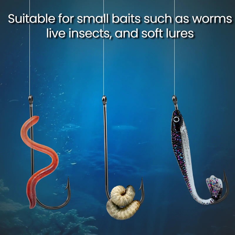 FishTrip 100 Pack Aberdeen Fishing Hooks Freshwater, Long Shank Light