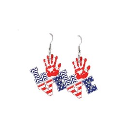 4th of July Patriotic Independence Day Earrings Unique Wood Red Blue White American Flag Boots Bow Dangle Earrings Patriotic Independence Day Jewelry Gift(American Map)