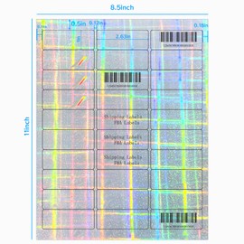 STARLIBOO 1" x 2-5/8" Address Labels- Holographic Color Stickers for Laser/Ink Jet Printer mailing Labels 8.5"×11"- Holographic Silver/ 30 per Sheet