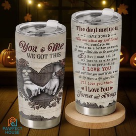 Pawfect House - You And Me 20 Oz Stainless Steel Tumbler, Anniversary Gift For Husband Wife, Romantic Drinkware, Couple Love Story Coffee Cup