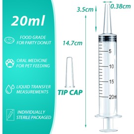20ML Plastic Syringes (3 Pieces) – Disposable Syringes for Scientific, Medical Use, Measuring Syringes Tools