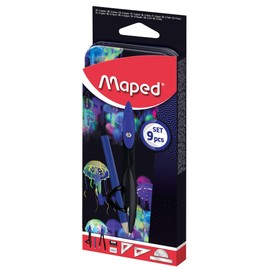 Maped - Mathset School Compass Deepsea Paradise - Compass Ring + Compass Lead + Drawing Set + Sharpener + Eraser + Pencil