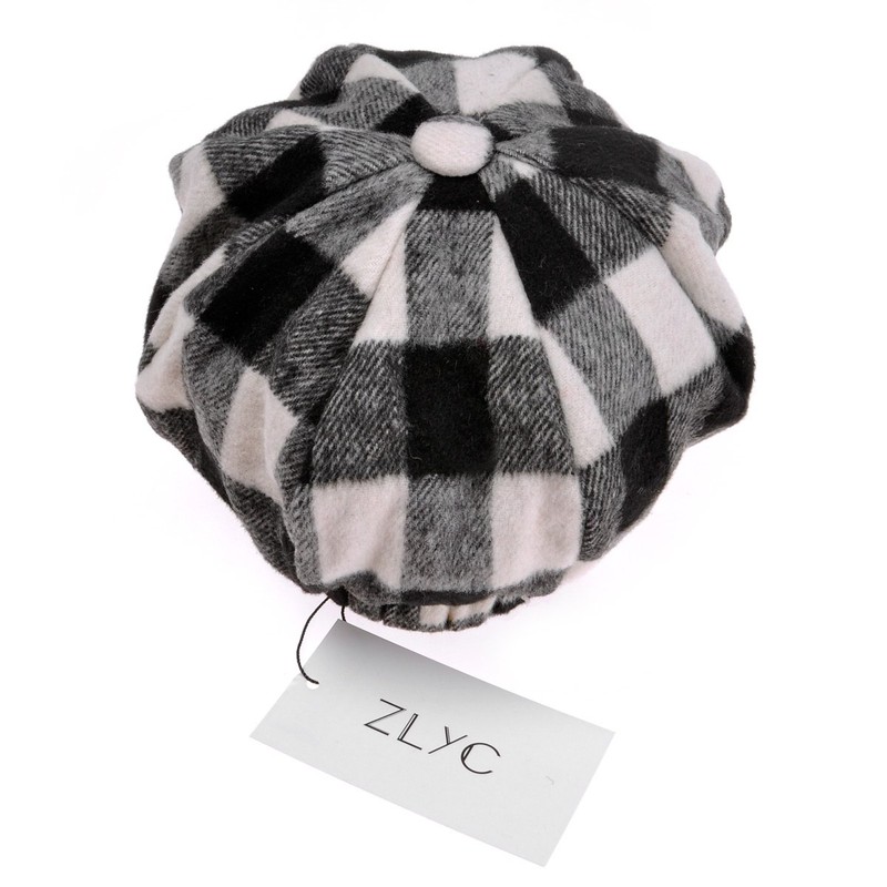 Womens Classic Plaid Newsboy Caps Visor 8 Panel Gatsby Apple