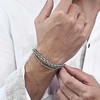 Sttiafay 2Pcs Silver Men's Titanium Steel Bracelet Silver Plated Link