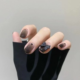 Fuyunohi Nail Tip, Long False Nail, Black Butterfly Type, Korea, Double-sided Tape, Set of 24, DIY Convenient, Nail Supplies, Easy Installation, Beauty, Elegant, Accessories, Everyday Commute, Dating,