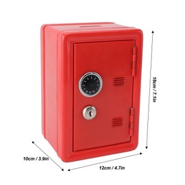 Money Bank, Kids Piggy Bank Locker Safe Cute Metal Vertical with Lock Keys Cash Box Money Saving Organizer for Home Use (Red)