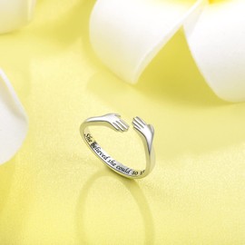 925 Sterling Silver Hug Rings for Women Silver Hugging Ring Jewelry Rings Always My Daughter Forever My Friend Ring for Teen(She believed she could so she did)