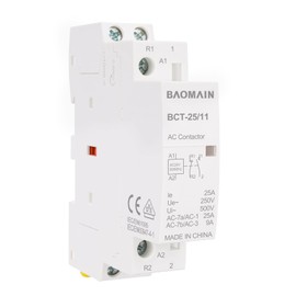BAOMAIN AC contactor, 2-pole 1NO 1NC, 25A, AC 24V coil voltage, 35 mm mounting on DIN rail, VDE approved, BCT-25/11