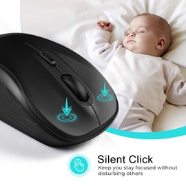 LeadsaiL Wireless Mouse Silent 2.4G USB Computer Compact Optical Cordless Mini Quiet Mice, Noiseless, 4 Buttons, 3 Adjustable DPI Mobile for PC/Laptop/Windows/Mac/Linux