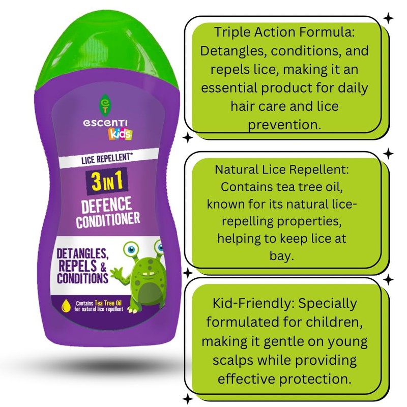 Escenti Kids 3-in-1 Head Lice Prevention Bundle – Natural Lice