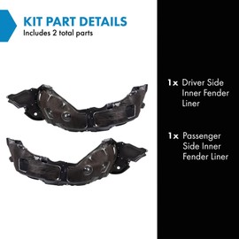 TRQ Inner Fender Liner Set Compatible with 2013-2015 Lexus IS250 IS350 LX1248127 LX1249127