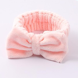 Bow Decor Soft Headband, Fuzzy Facial Spa Headband, Fleeced Elastic Hair Band for Makeup, Skin Care, Face Washing, Spa, Cosplay, Party, Cute Gift for Girls and Women, Lovely Hair Decorations