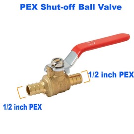 (6 Pack) TMKOOL 1/2 inch Pex Shut-off Ball Valve for Hot and Cold Water, Brass Crimp Fittings ASTM F1807 CUPC Certified (6pcs 1/2 inch)