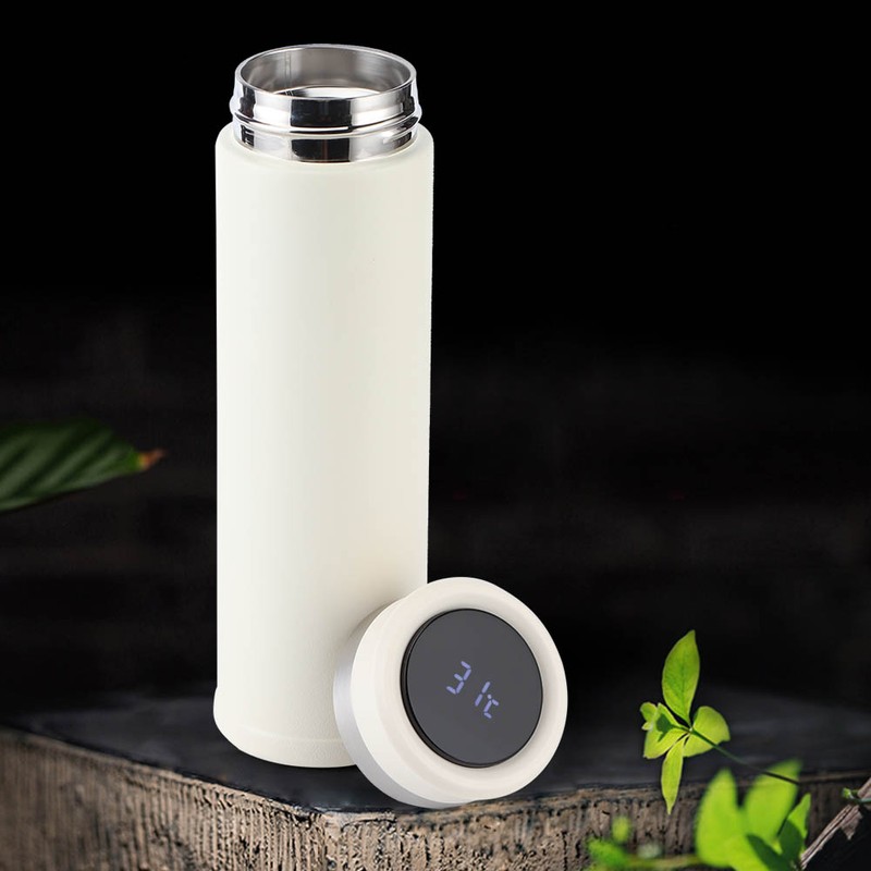 Intelligent TemperatureSensitive Vacuum Cup Mirror Smart TouchScreen Insulation Cup(Creamy White