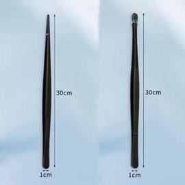 2 12-inch Kitchen Thin Tweezers, Stainless Steel Cooking Anti-Slip Long Tweezers, Food Tongs, Service Tongs, Suitable for Barbecuing, Seafood, Serving Food, Pasta, Salad (Black)