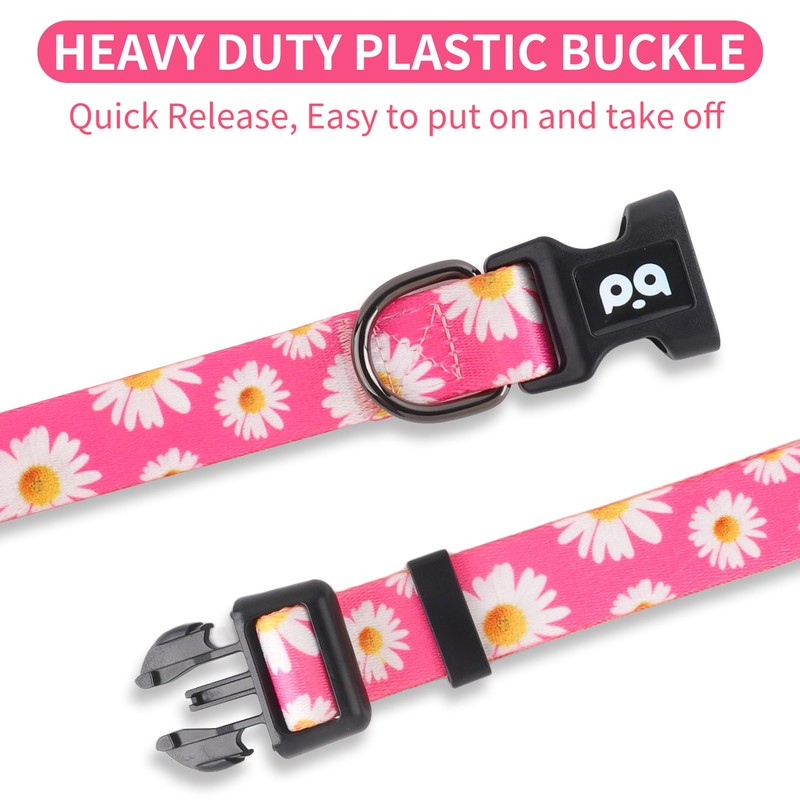QQPETS Adjustable Soft Dog Collar: Print Flower Pink Multicolor Cute