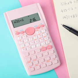 deli Pink Scientific Calculator, 2 Line Cute Calculator Scientific Math Calculator for Students Algebra Geometry Basic Caculator for Middle and High School Students College School Supplies, Small