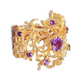 Eleganter Damen-Ring aus 925er-Sterlingsilber, mit Amethyst, Geburtsstein, Cocktail, Schmuck für Mädchen, Größe L, Stein:, Amethyst