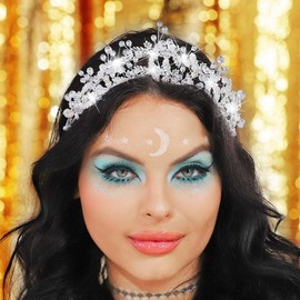 GORAIS Rhinestone Bridal Headband Silver Crystal Leaf Wedding Tiaras and Crowns Prom Headpiece for Women and Brides