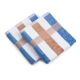 Gözze - New York Striped Hand Towels, Set of 2, Soft and Absorbent, 100% Cotton, 50 x 100 cm - Maroon/White/Fjord