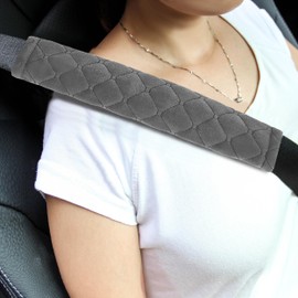 Amooca Soft Automotive Seat Belt Cover Seatbelt Shoulder Pad Neck Protector Cushions Universal Fit SUV Trucks Backpack 2 PCS Dark Grey 10.2in