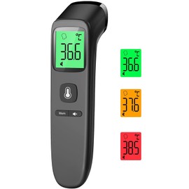 Fever Thermometer for Babies, Children and Adults, Contactless Forehead Thermometer, Digital Infrared Thermometer with Instant Accurate Readings, (LCD Full Black)