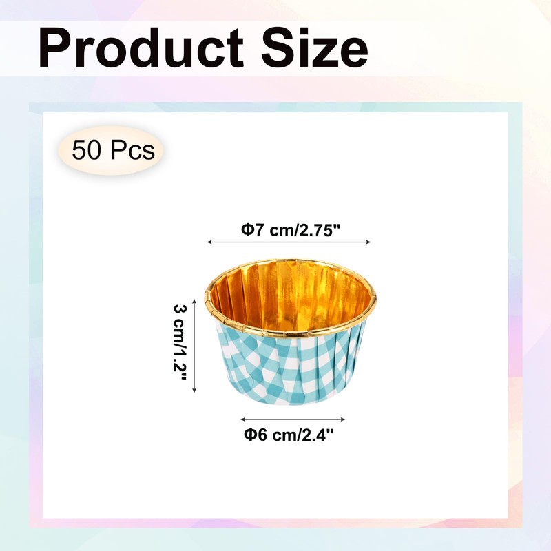 sourcing map 50 Pcs Single-Sided Aluminum Foil Cupcake Liners, Greaseproof