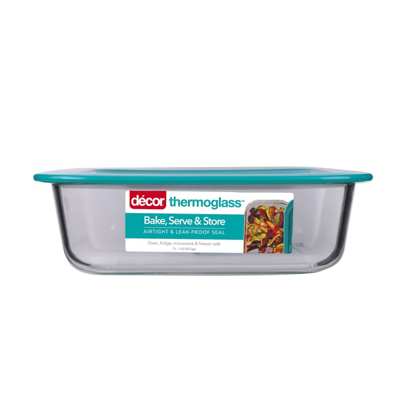 Decor Thermoglass Realseal Oblong Baking Dish with Lid, 1 Litre
