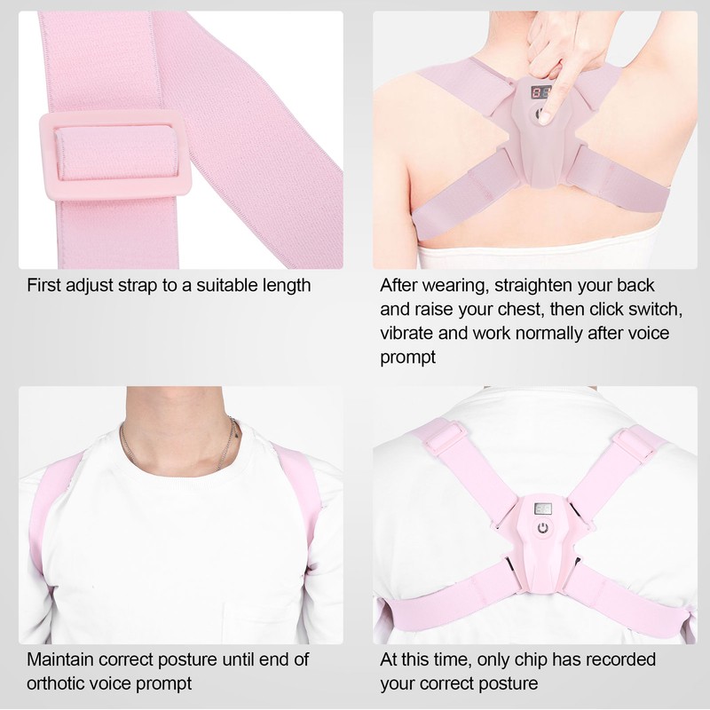 Back Posture Corrector Straightener Intelligent Sensor Humpback Correction TrainerPink