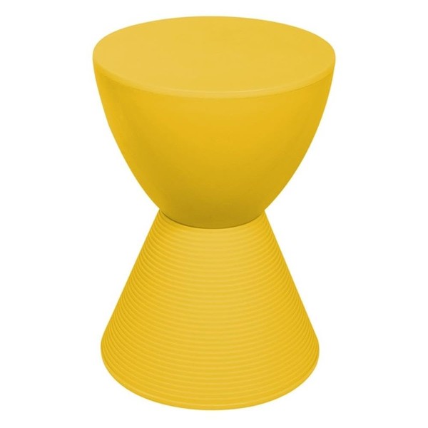 BOWERY HILL Contemporary Plastic Ribbed Round End Table in Yellow