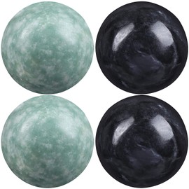Healifty Baoding Balls Pack of 4-1. 4 Inch Chinese Balls for Hand Glockenspiel Chinese Health Exercise Massage Balls (Green Black), 314.0 g, Pack of 1.0