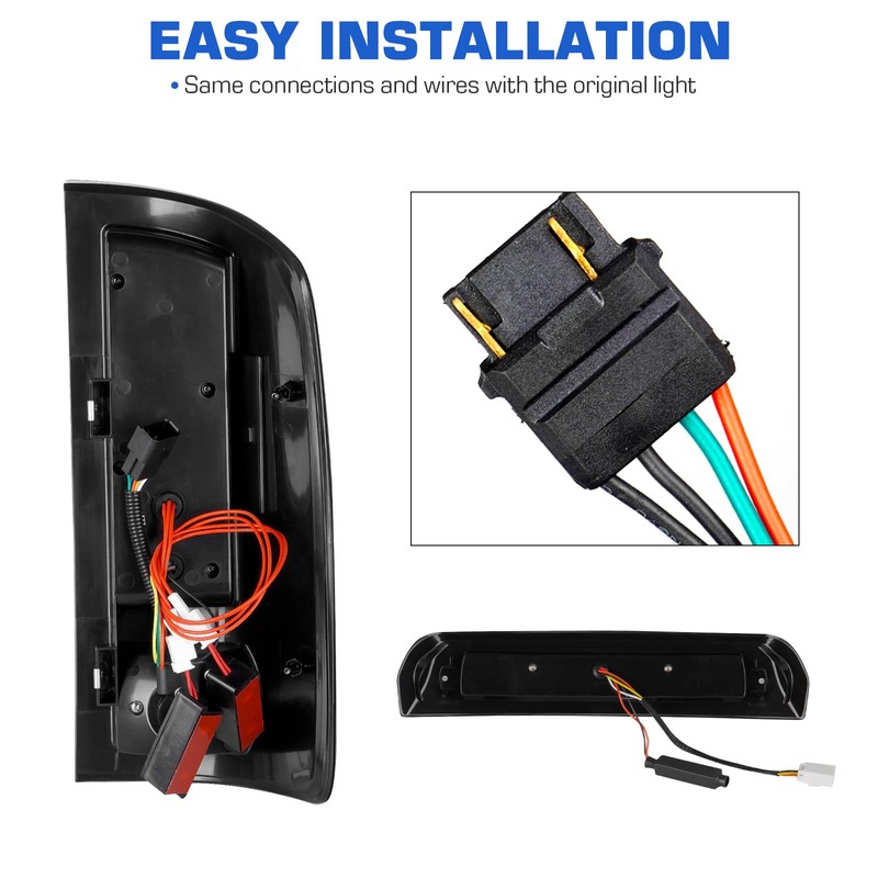 Gubebaili LED Tail Lights + Third 3rd Brake Light Fit