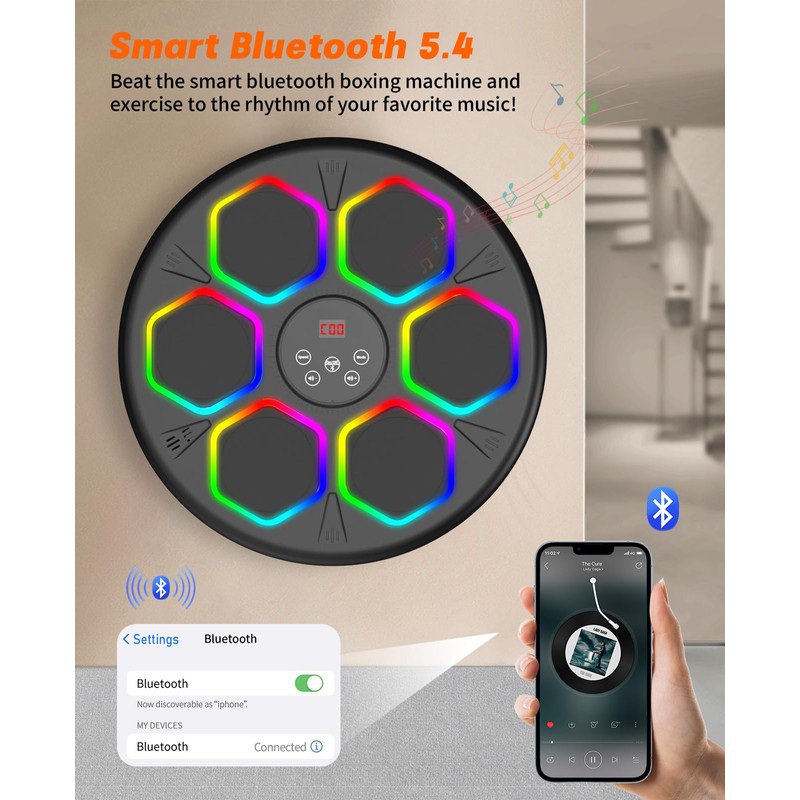 Music Boxing Machine, Smart Bluetooth Boxing Machine for Adults &