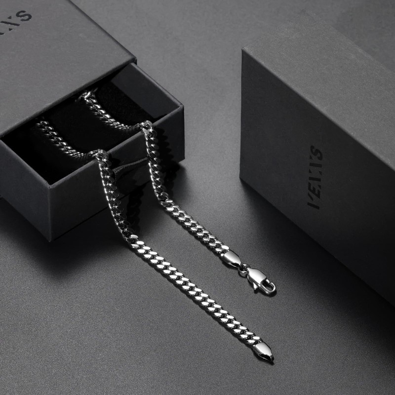 VEXXS Men's Cuban Curb Chain 18 Carat Gold-Plated Stainless Steel