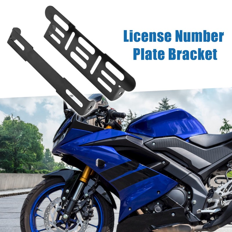 A ABSOPRO Motorcycle License Plate Holder Adjustable Rear Frame Black
