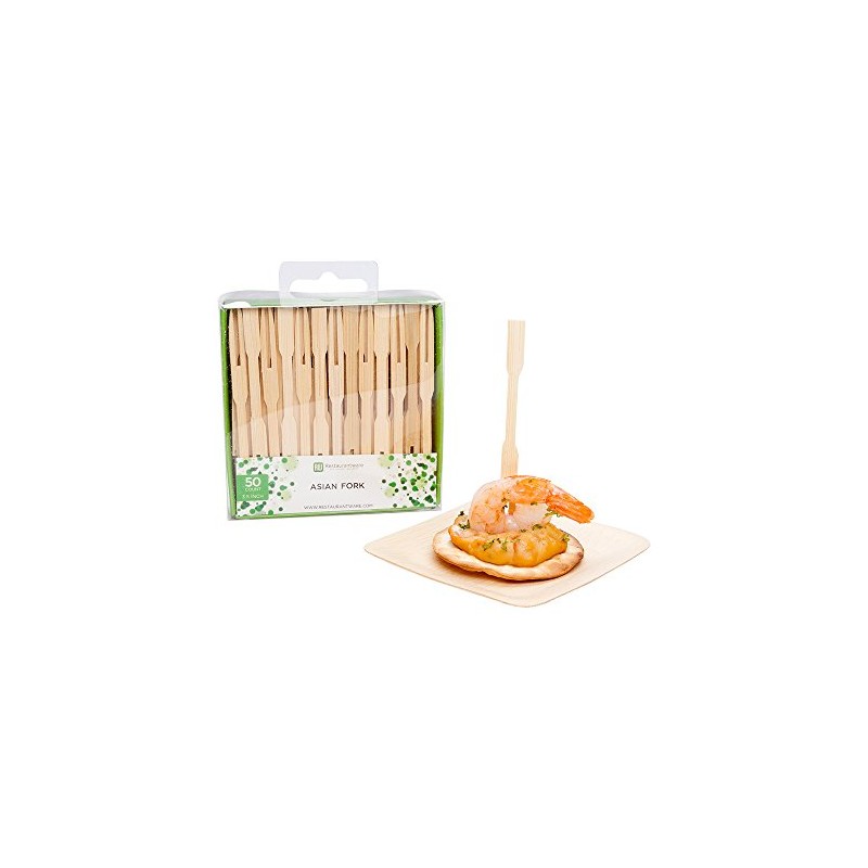 Restaurantware 3.5 Inch Wood Fork Picks 50 Mini Wood Cocktail