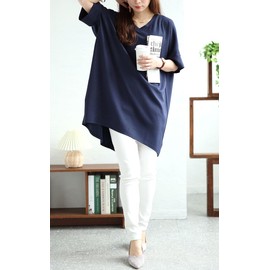 Gold Japan Women's Tunic with 5/4 Sleeves Dolman Long, Spring Coordination, Spring, Summer, Autumn, navy