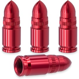 MEAJOO 4PCS Bullet Style Tire Valve Stem Caps, Air Caps Cover, Aluminum Alloy Dustproof and Waterproof Valve Caps Cover fits Cars, Trucks, Bikes, Motorcycles, Bicycles Tire Caps(Red)