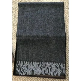 Elliot Mulryan Fine Clothing Mens 100% Cashmere Scarf Charcoal Gray Herringbone